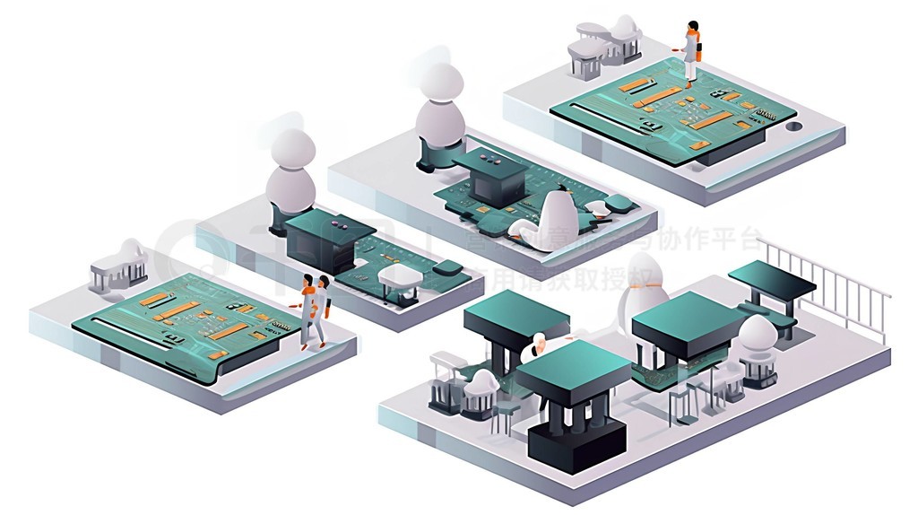 半導體芯片制造的藝術(shù)呈現(xiàn) 集成電路設(shè)計插畫元素